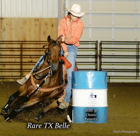 Rare Texas Belle winning the Cimmaron Sizzler Futurity
